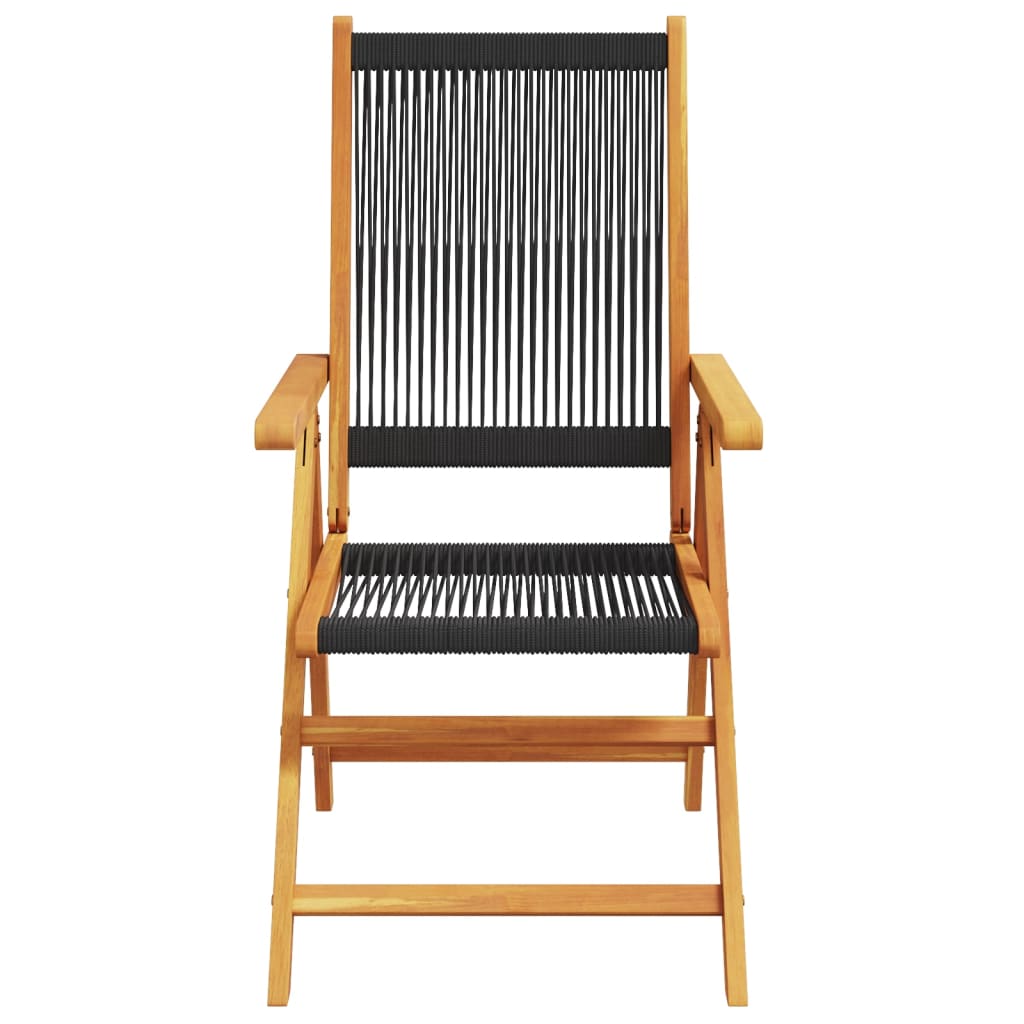 Tuinstoelen 4 st verstelbaar massief acaciahout zwart