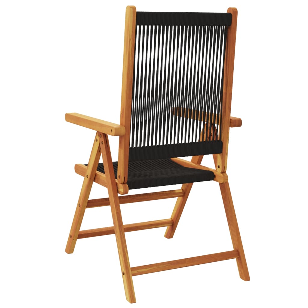 Tuinstoelen 4 st verstelbaar massief acaciahout zwart
