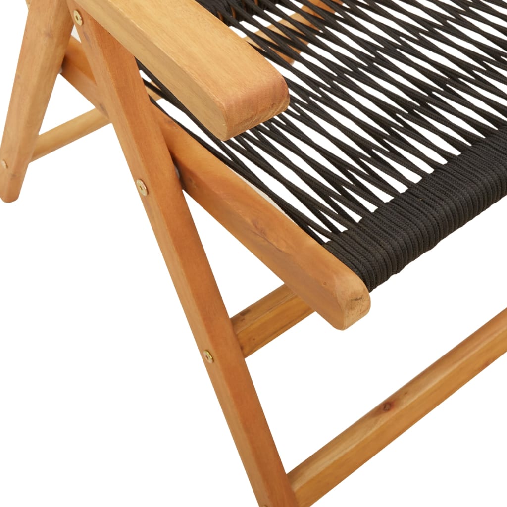 Tuinstoelen 4 st verstelbaar massief acaciahout zwart