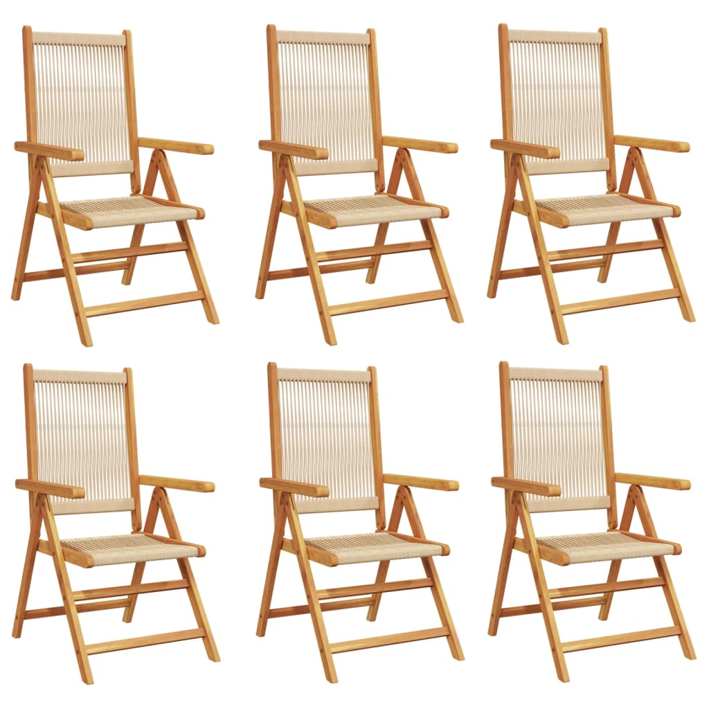 Tuinstoelen 6 st verstelbaar massief acaciahout beige