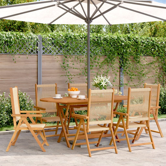 Tuinstoelen 6 st verstelbaar massief acaciahout beige