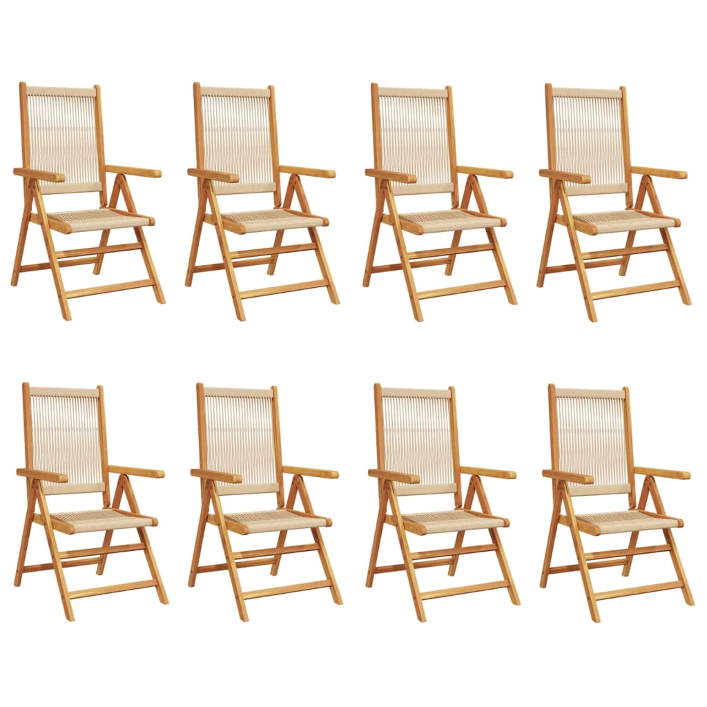 Tuinstoelen 8 st verstelbaar massief acaciahout beige
