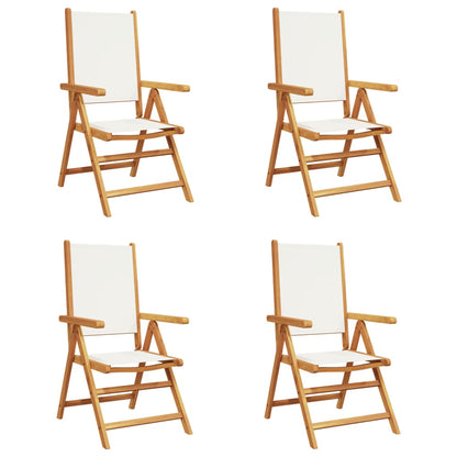 Tuinstoelen 4 st massief hout en stof crèmewit