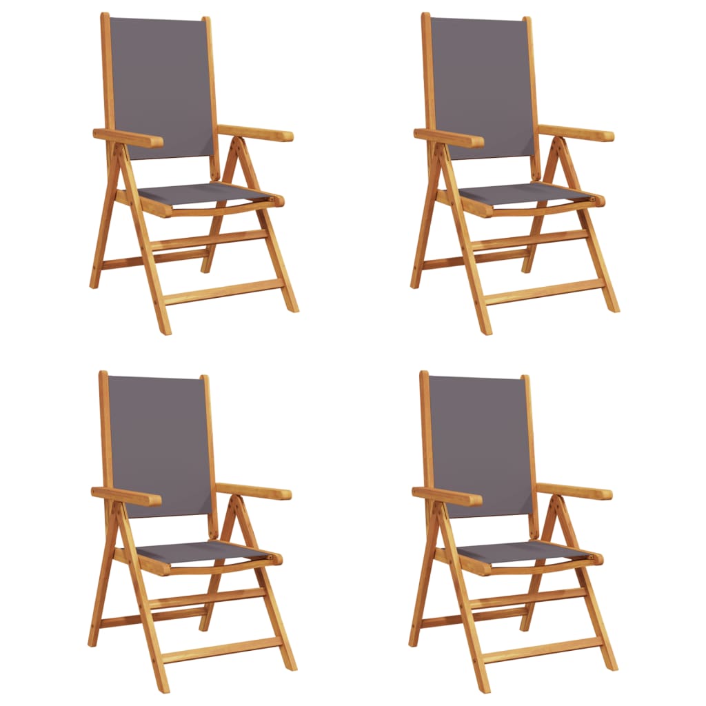 Tuinstoelen 4 st verstelbaar hout en stof antracietkleurig