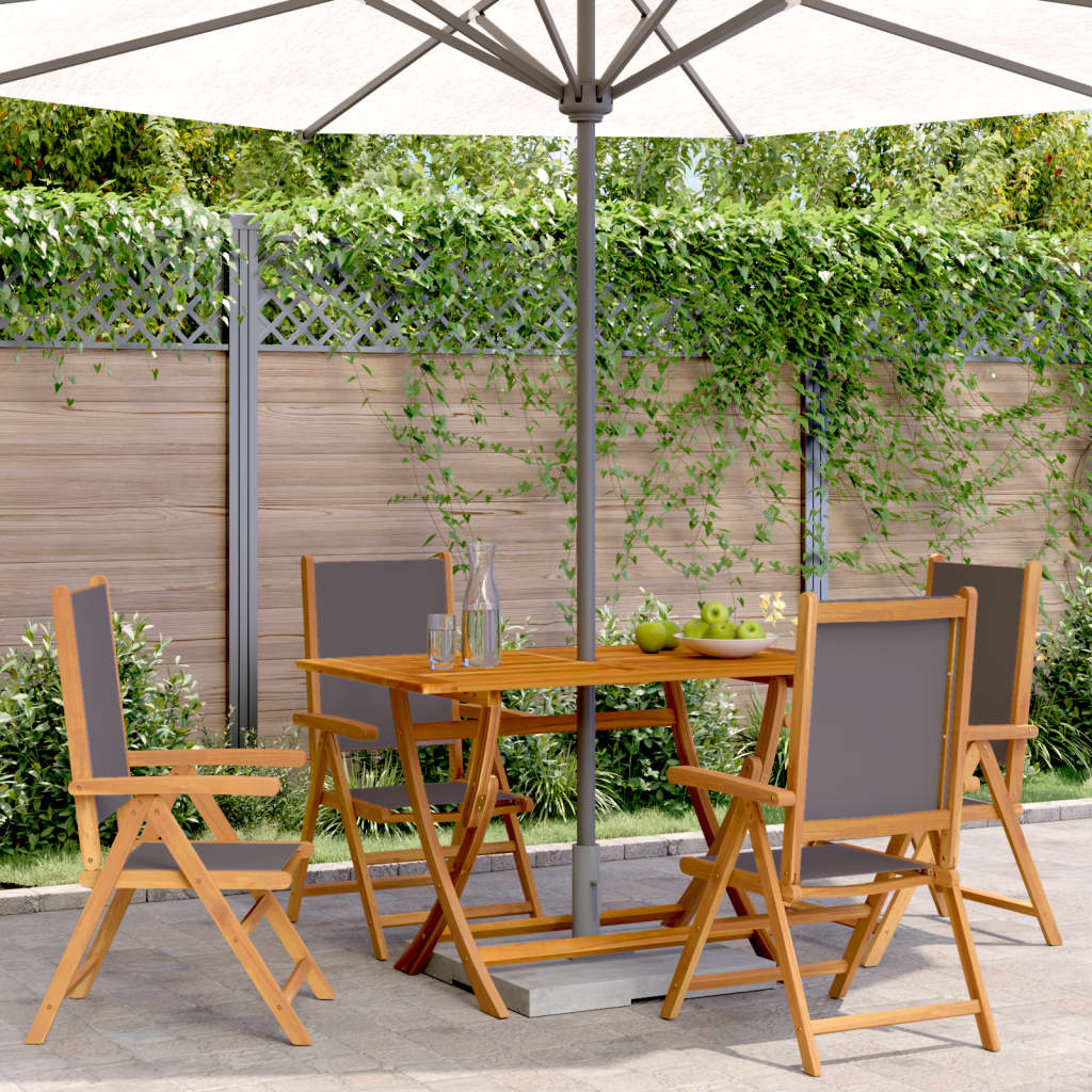 Tuinstoelen 4 st verstelbaar hout en stof antracietkleurig