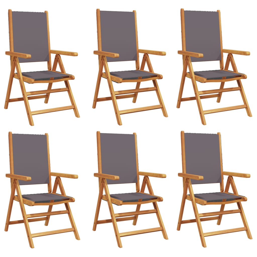 Tuinstoelen 6 st verstelbaar hout en stof antracietkleurig