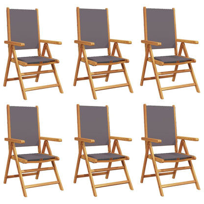 Tuinstoelen 6 st verstelbaar hout en stof antracietkleurig