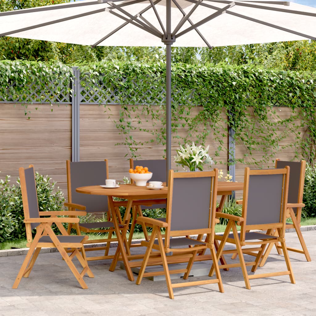 Tuinstoelen 6 st verstelbaar hout en stof antracietkleurig