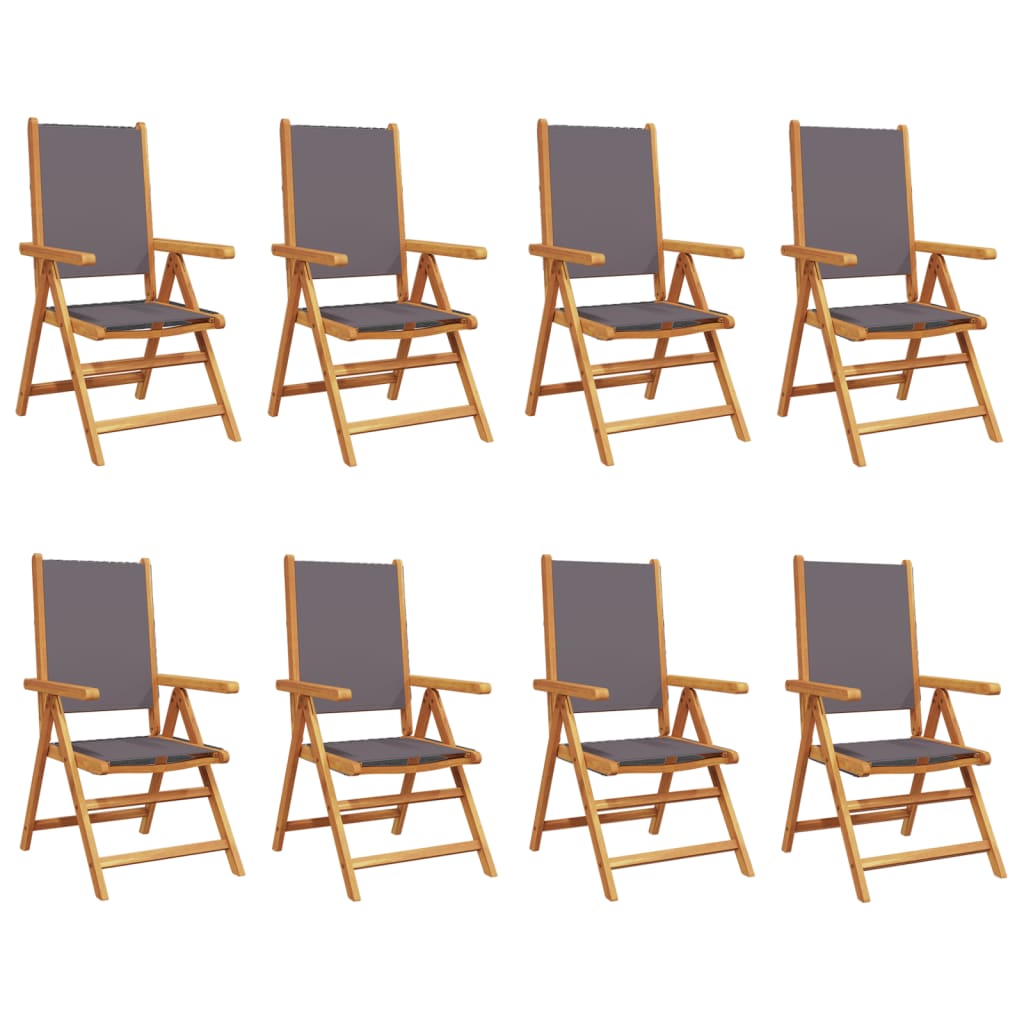 Tuinstoelen 8 st verstelbaar hout en stof antracietkleurig