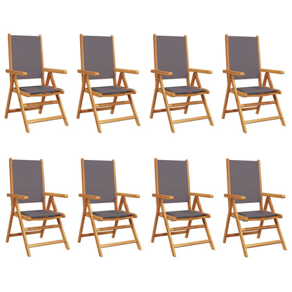 Tuinstoelen 8 st verstelbaar hout en stof antracietkleurig