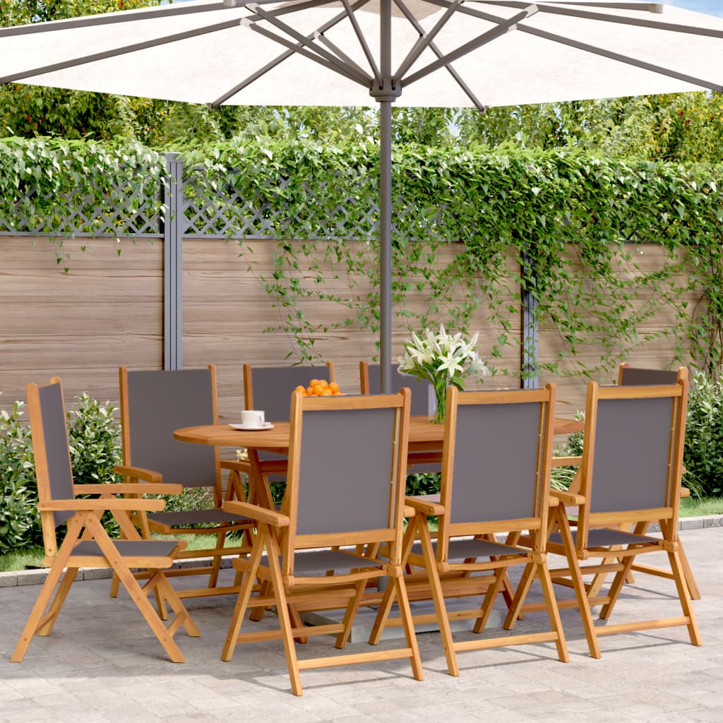 Tuinstoelen 8 st verstelbaar hout en stof antracietkleurig