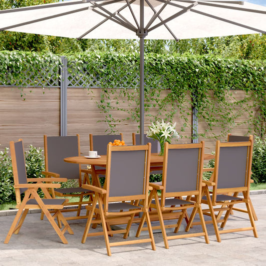 Tuinstoelen 8 st verstelbaar hout en stof antracietkleurig