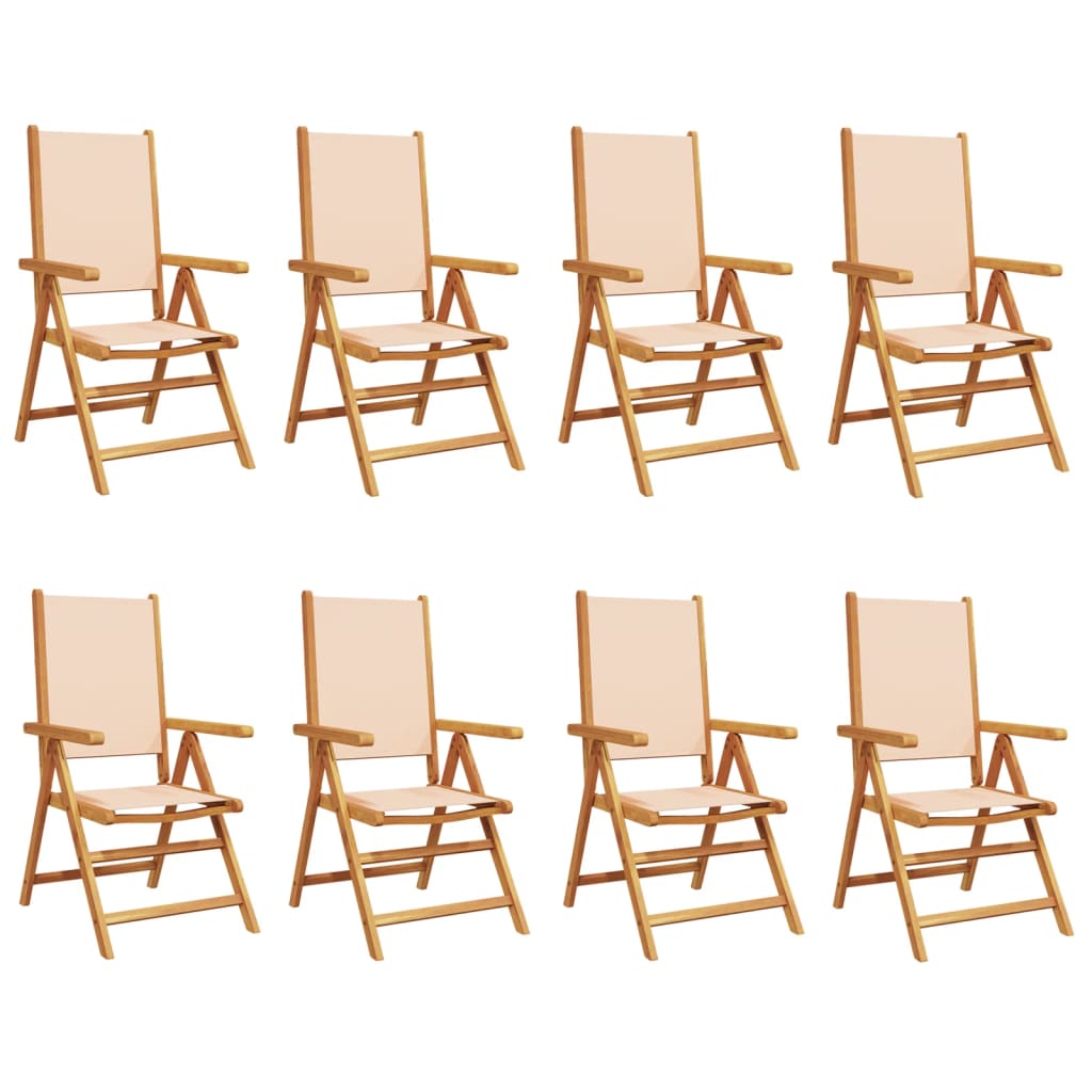 Tuinstoelen 8 st inklapbaar stof en massief hout beige