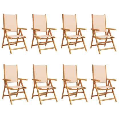 Tuinstoelen 8 st inklapbaar stof en massief hout beige