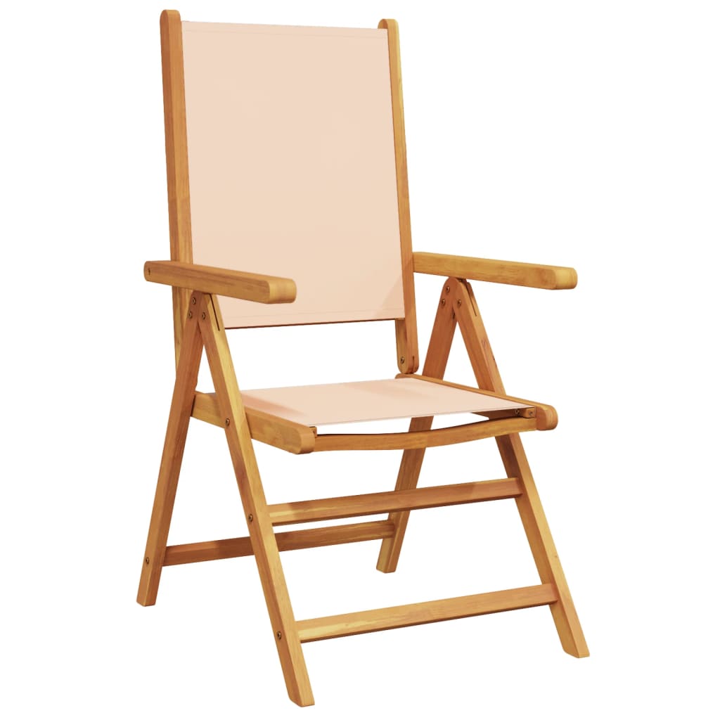 Tuinstoelen 8 st inklapbaar stof en massief hout beige
