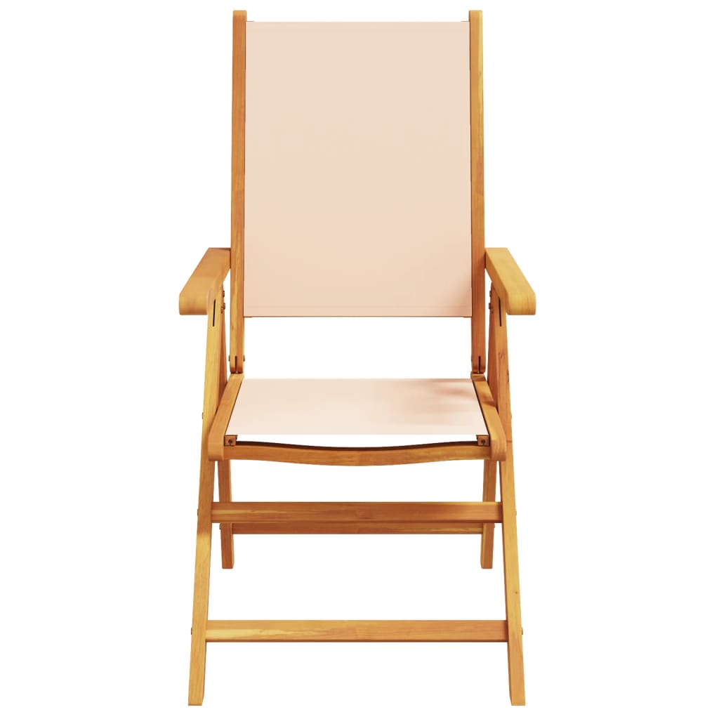 Tuinstoelen 8 st inklapbaar stof en massief hout beige