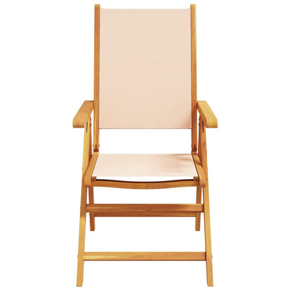 Tuinstoelen 8 st inklapbaar stof en massief hout beige