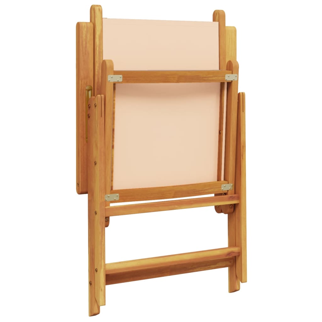 Tuinstoelen 8 st inklapbaar stof en massief hout beige