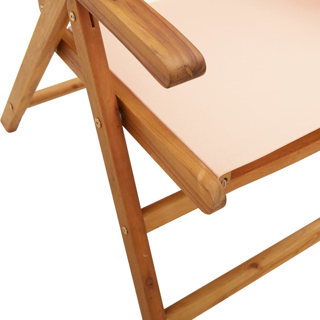 Tuinstoelen 8 st inklapbaar stof en massief hout beige