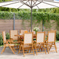 Tuinstoelen 8 st inklapbaar stof en massief hout beige