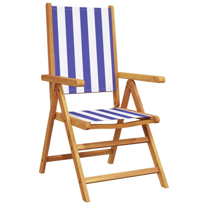 Tuinstoelen 6 st verstelbaar massief hout en stof blauw en wit