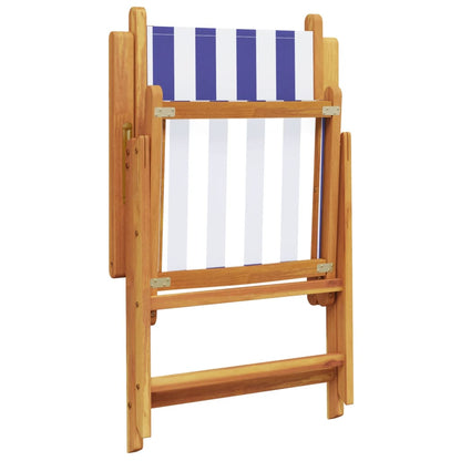 Tuinstoelen 6 st verstelbaar massief hout en stof blauw en wit
