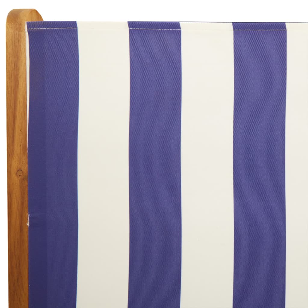 Tuinstoelen 6 st verstelbaar massief hout en stof blauw en wit
