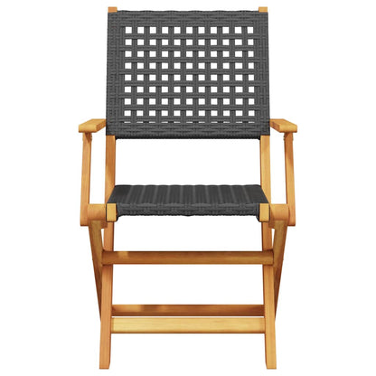 Tuinstoelen 6 st inklapbaar poly rattan en massief hout zwart