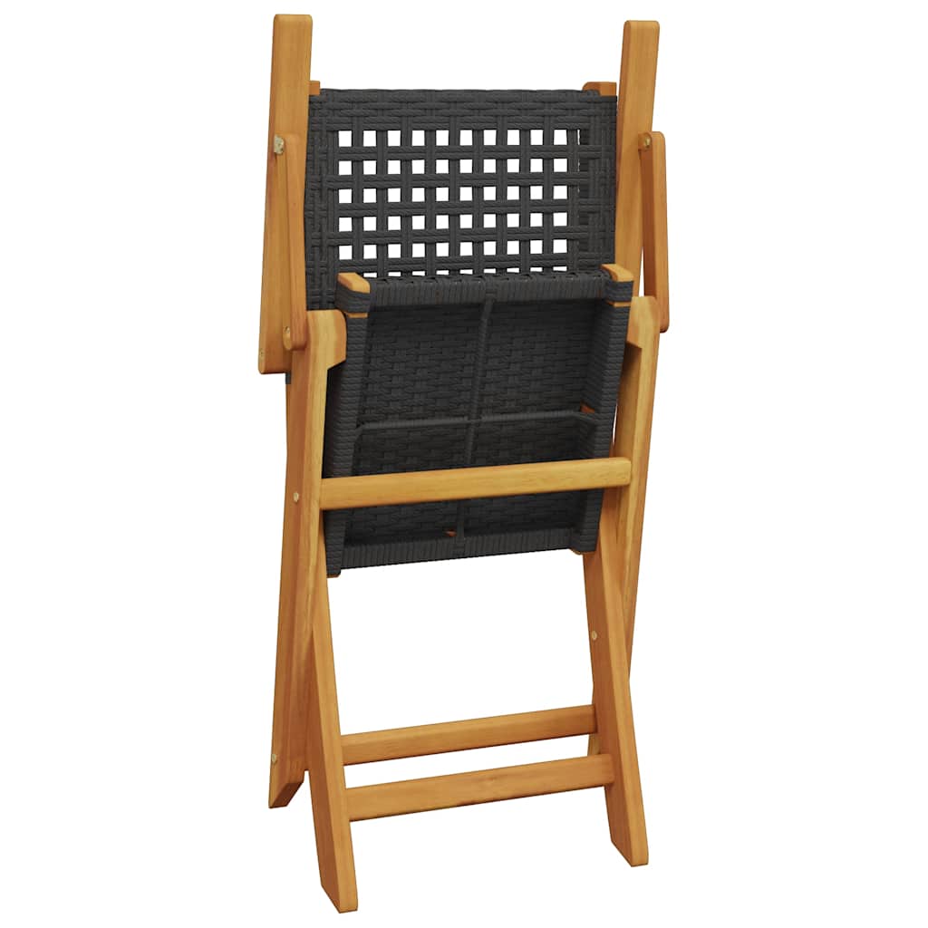 Tuinstoelen 6 st inklapbaar poly rattan en massief hout zwart