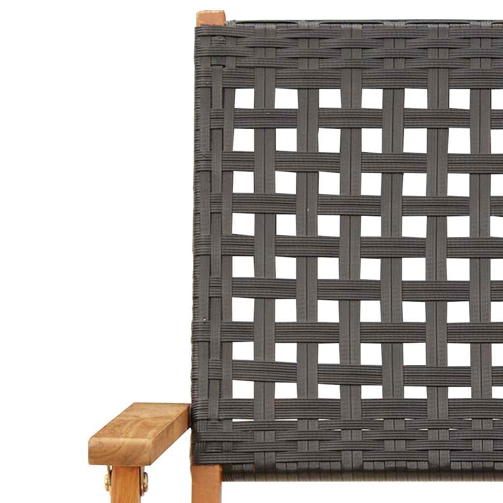 Tuinstoelen 6 st inklapbaar poly rattan en massief hout zwart