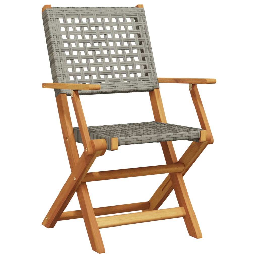 Tuinstoelen 6 st inklapbaar poly rattan en massief hout grijs