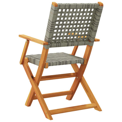 Tuinstoelen 6 st inklapbaar poly rattan en massief hout grijs