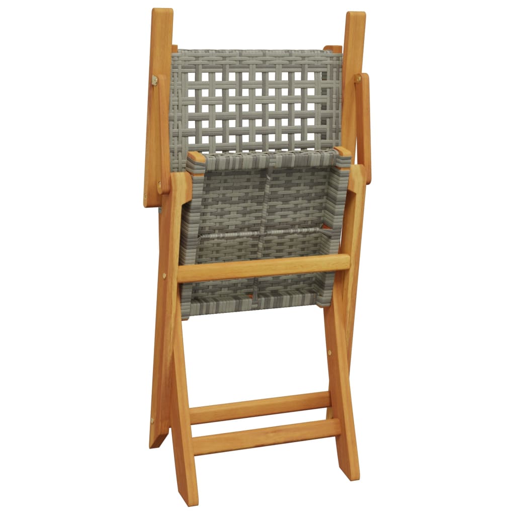 Tuinstoelen 6 st inklapbaar poly rattan en massief hout grijs
