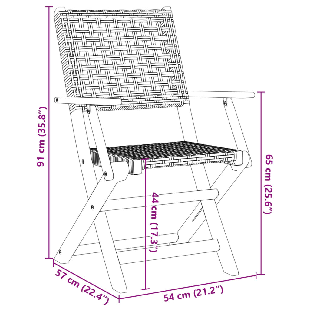Tuinstoelen 6 st inklapbaar poly rattan en massief hout grijs