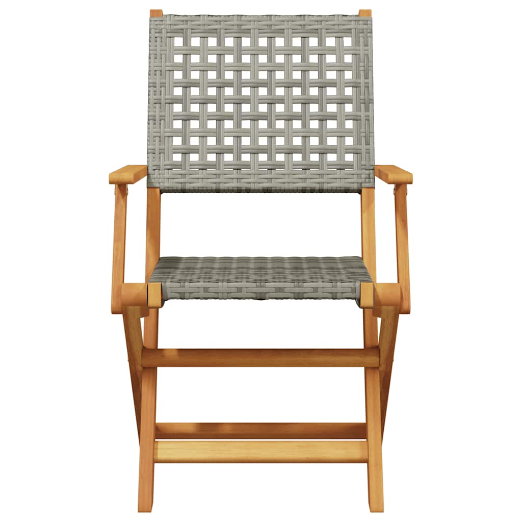 Tuinstoelen 8 st inklapbaar poly rattan en massief hout grijs