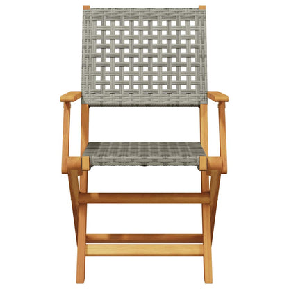 Tuinstoelen 8 st inklapbaar poly rattan en massief hout grijs