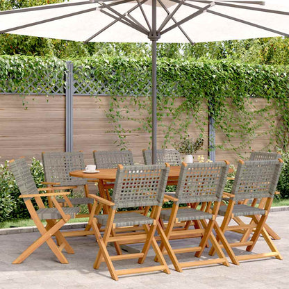 Tuinstoelen 8 st inklapbaar poly rattan en massief hout grijs