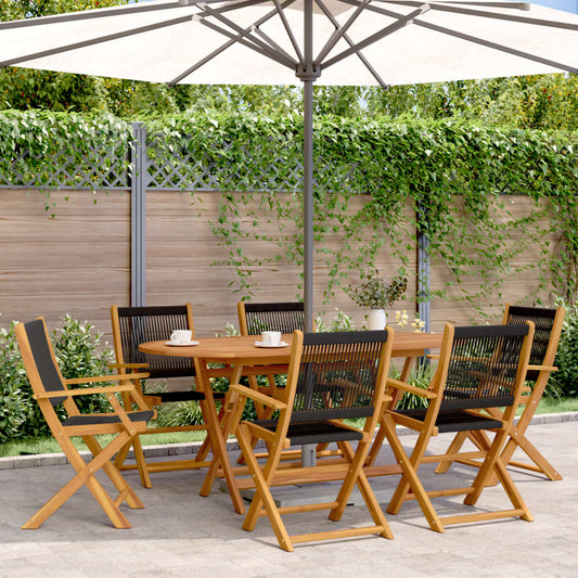 Tuinstoelen 6 st inklapbaar massief acaciahout zwart