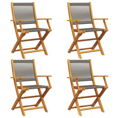 Tuinstoelen 4 st inklapbaar massief acaciahout grijs