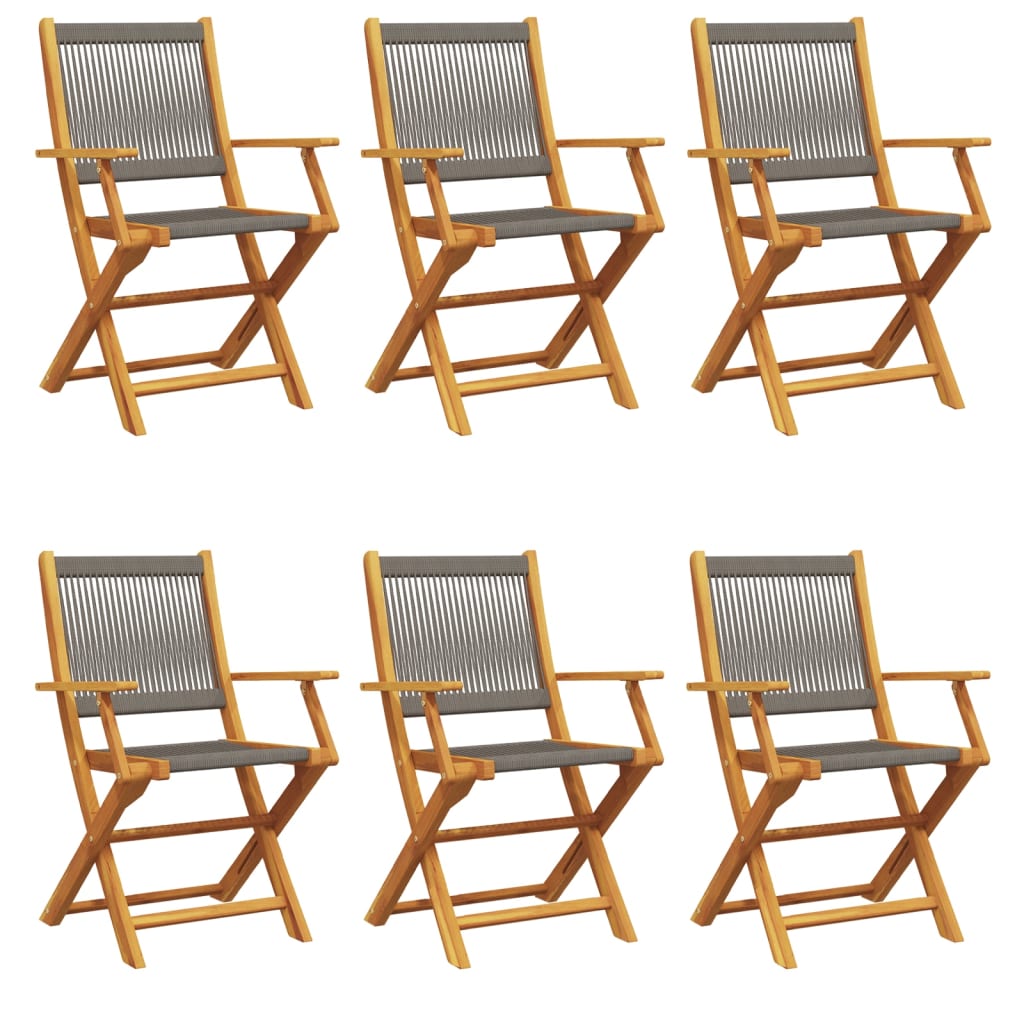 Tuinstoelen 6 st inklapbaar massief acaciahout grijs