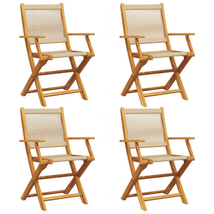 Tuinstoelen 4 st inklapbaar massief acaciahout beige