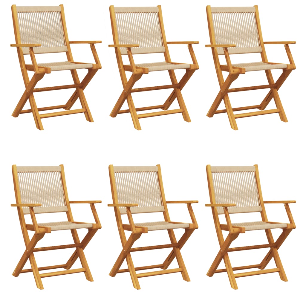 Tuinstoelen 6 st inklapbaar massief acaciahout beige