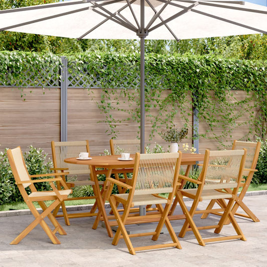 Tuinstoelen 6 st inklapbaar massief acaciahout beige