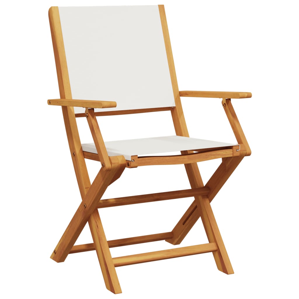 Tuinstoelen 6 st inklapbaar massief hout en stof crèmewit