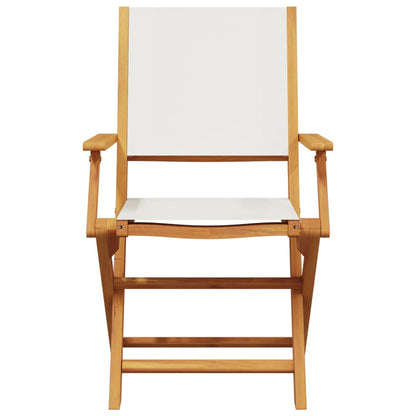 Tuinstoelen 6 st inklapbaar massief hout en stof crèmewit
