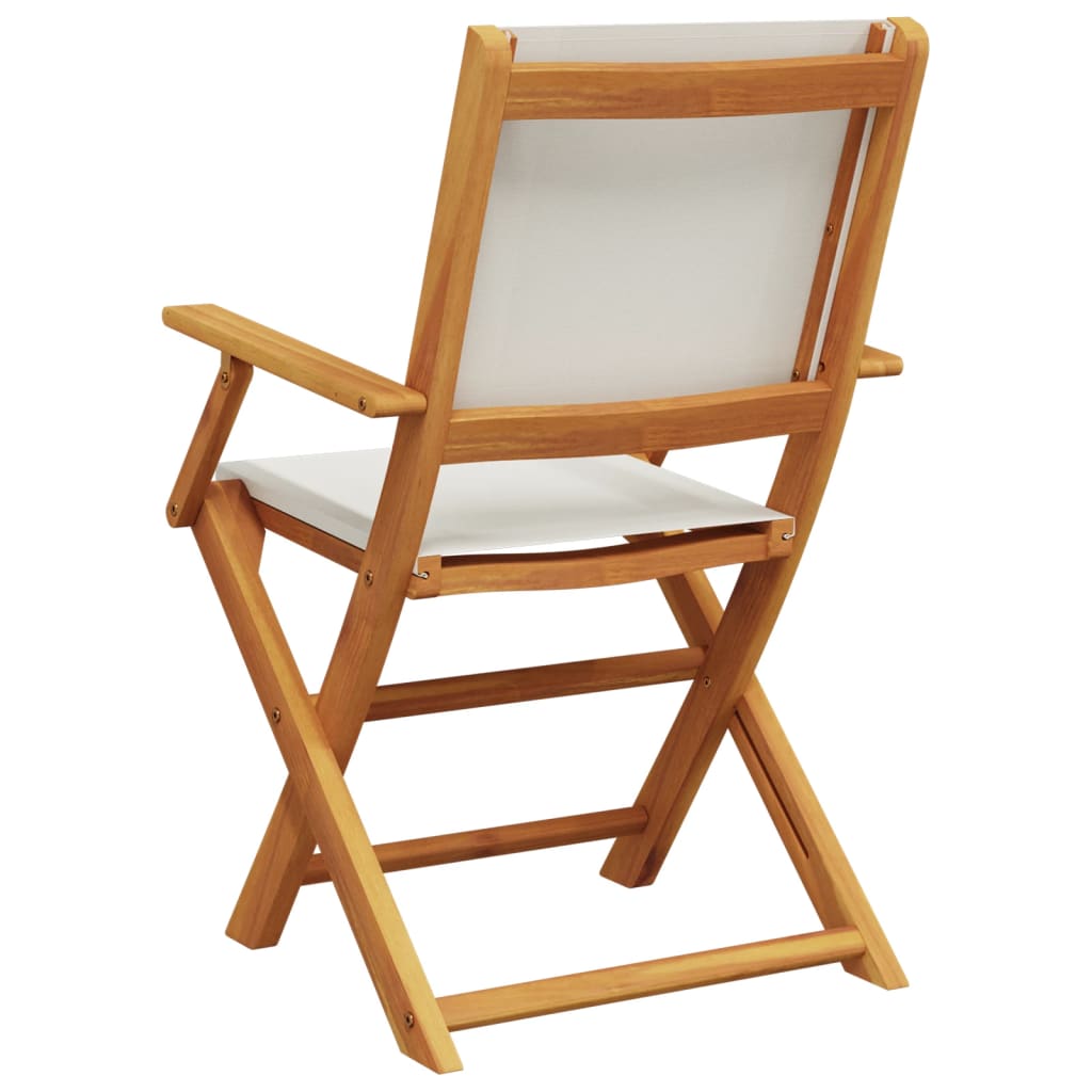 Tuinstoelen 6 st inklapbaar massief hout en stof crèmewit