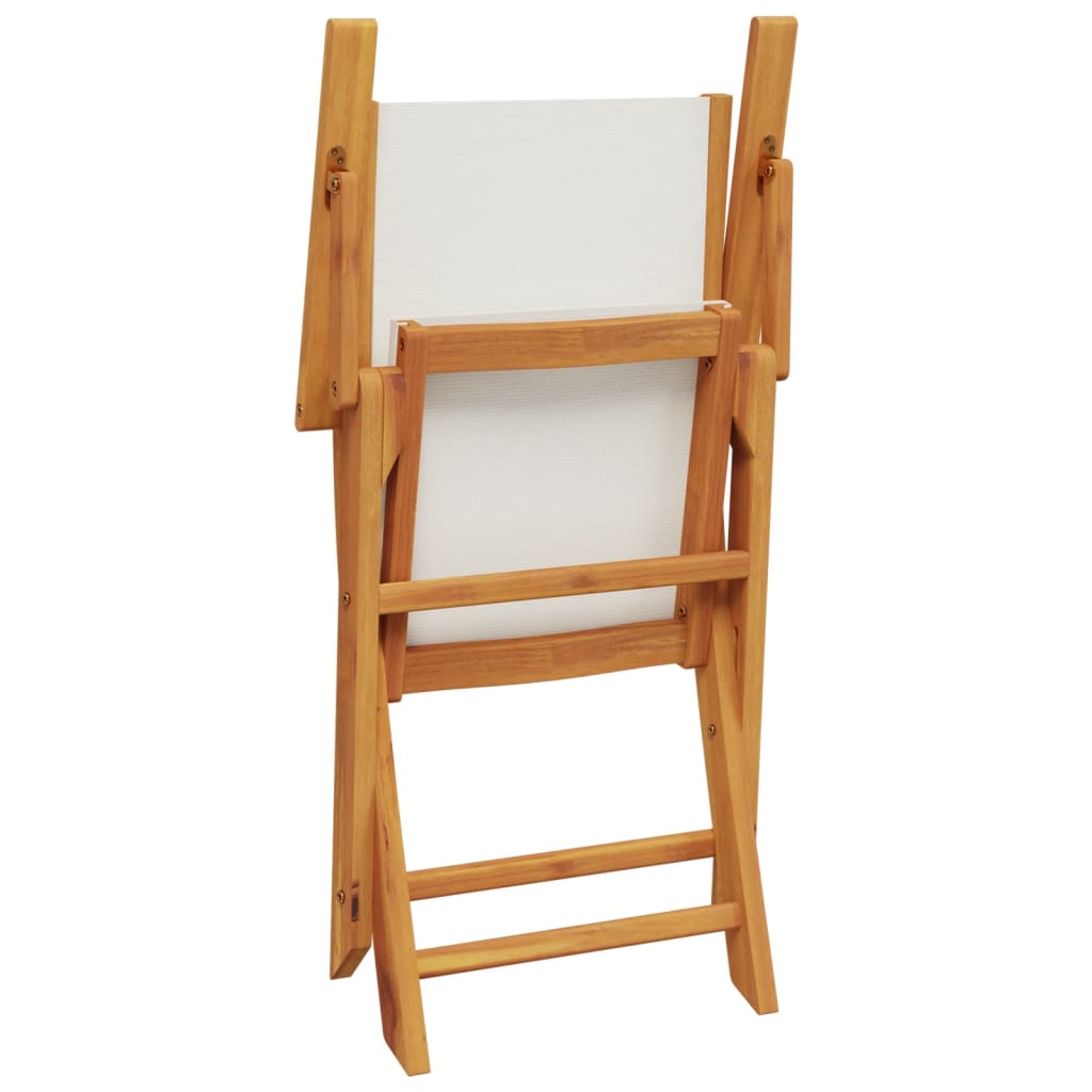 Tuinstoelen 6 st inklapbaar massief hout en stof crèmewit