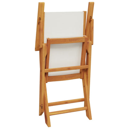 Tuinstoelen 6 st inklapbaar massief hout en stof crèmewit