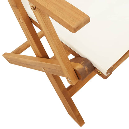 Tuinstoelen 6 st inklapbaar massief hout en stof crèmewit