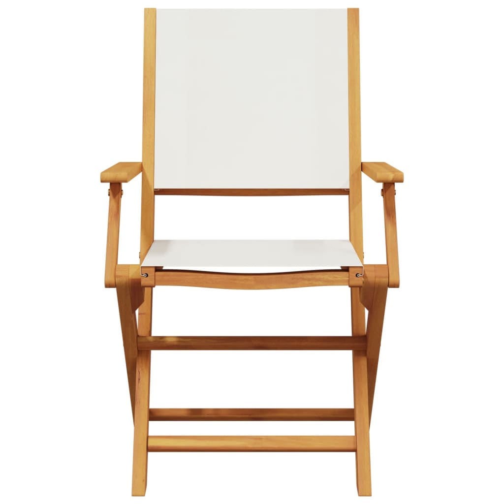 Tuinstoelen 8 st inklapbaar massief hout en stof crèmewit
